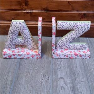 Pottery Barn Kids Floral Bookends - Pink and Purple